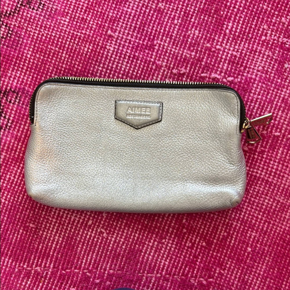 Aimee Kestenberg Silver Cosmetic Bag with Sleek Design